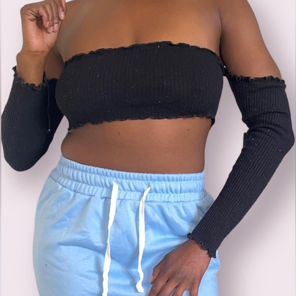 Long sleeved, over the shoulder Tube Top